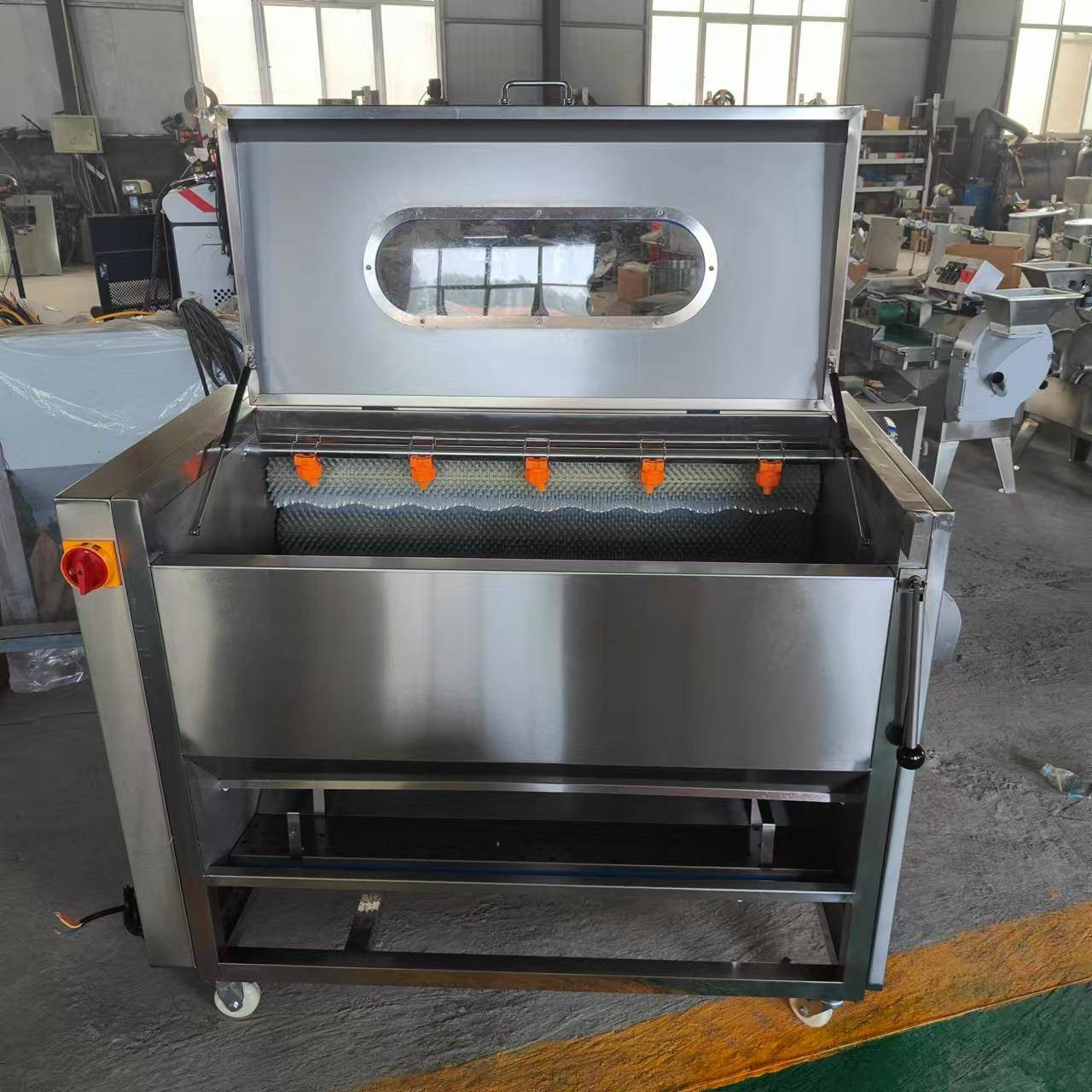 全自动毛辊红薯去皮机，电动土豆毛辊脱皮机商用芋头扒皮一体机