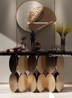 意式轻奢大理玄关桌酒店别墅入户正对门玄关计柜靠墙设CWR景款端