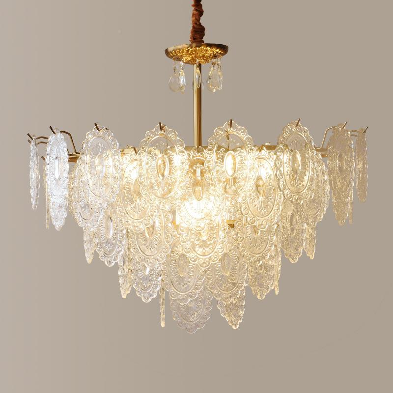 现代简约后餐厅卧室房间灯具创意圆形灯具AUU轻奢水晶客灯厅led吊