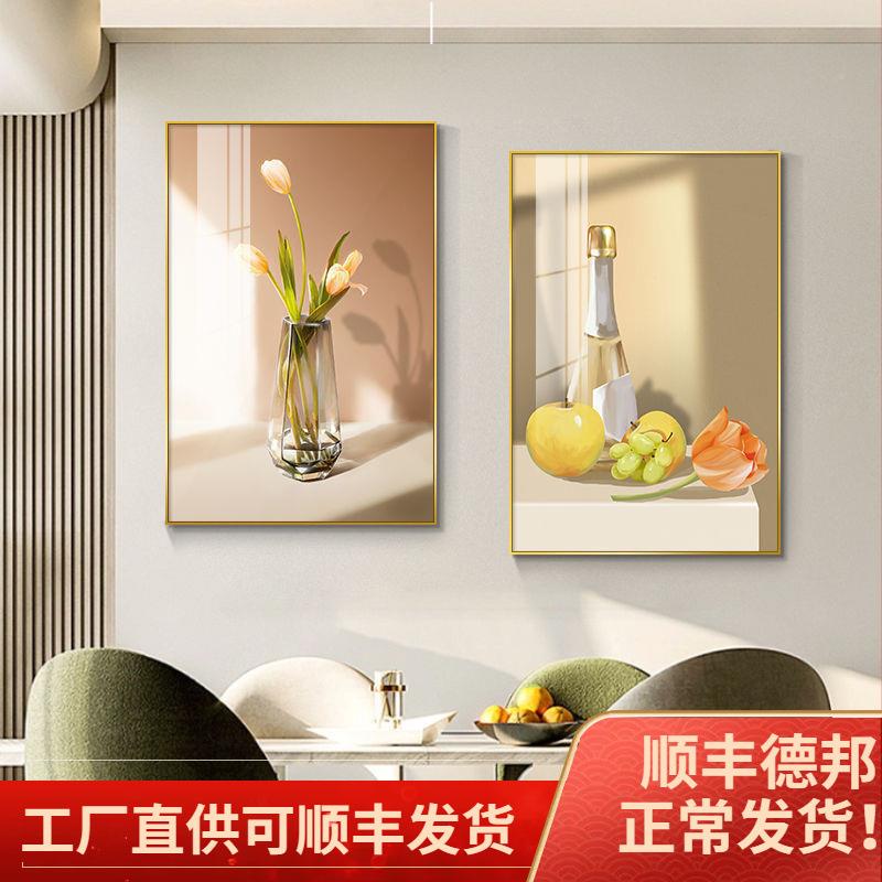 餐无品牌/厅装饰画代厨房挂画现简约奔餐厅高档清新花砖瓷玻璃免
