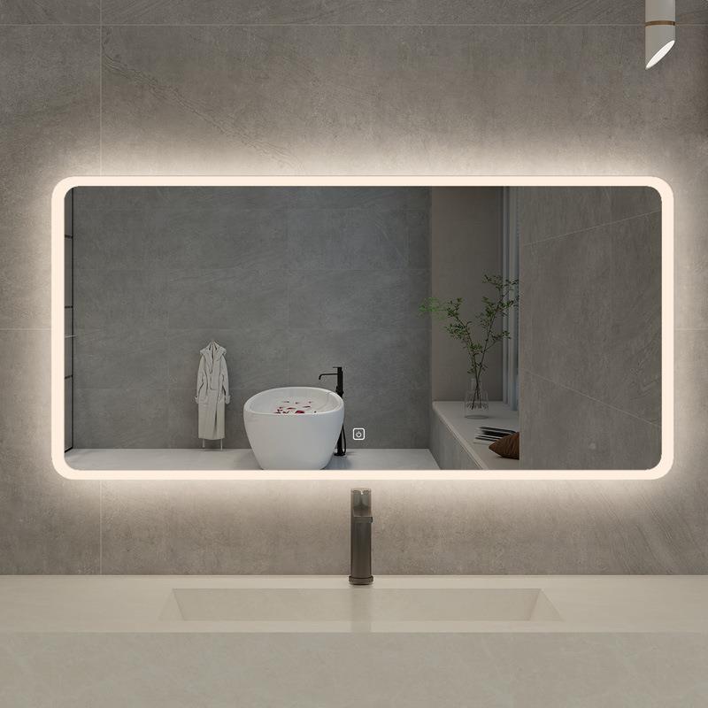现触代简约方形le发光能镜子YCH摸屏卫d生间浴室挂墙式镜子化智妆
