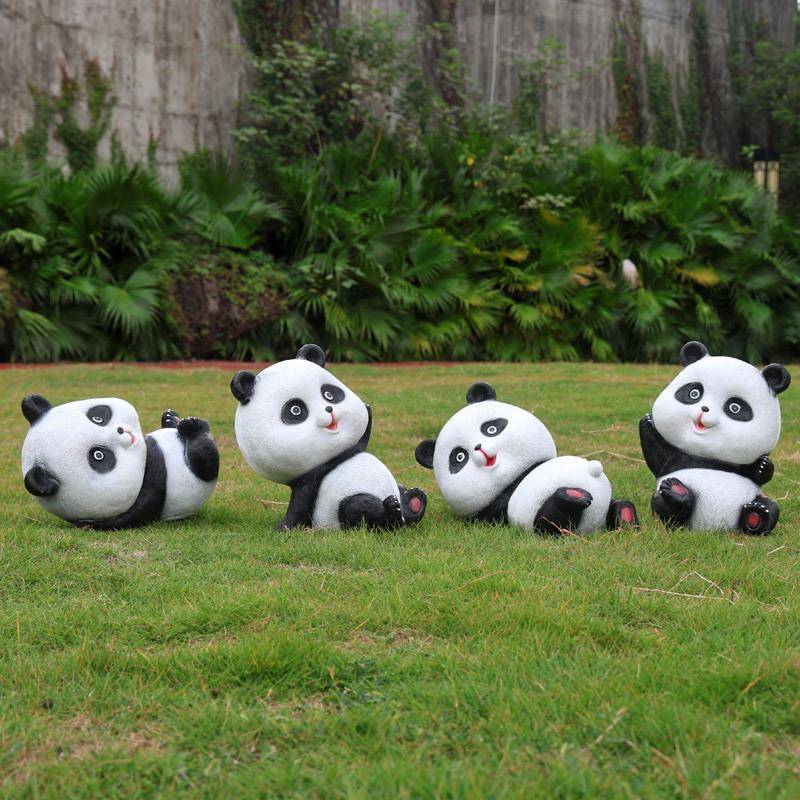 户外仿真熊猫雕塑庭院装饰花园摆件别墅院子小区草坪园林景观小品