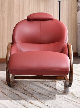 设计师白蜡休闲客摇摇木厅实阳单台躺椅人懒77710人休闲椅沙发其