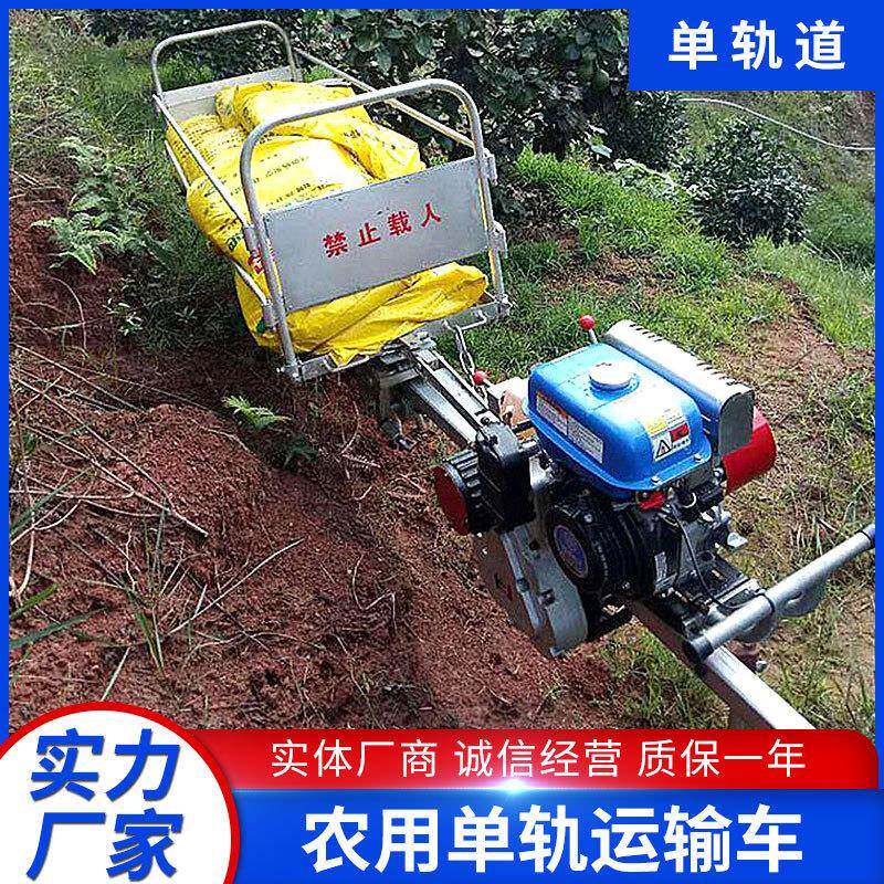小型轨道陵搬运机车园林丘自卸式汽油QTV引山地果园大棚单轨牵运
