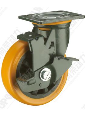 UPO8寸承重型工业万向橙色PU聚氨酯脚轮SJ7SAXW2-01-200-022