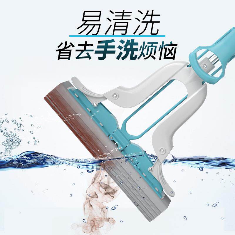 日865用品02新款海吸绵拖把家用一拖胶棉头25对折式水净地拖免洗