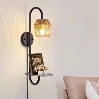 工业风创意壁灯26432黑色带收托盘插电长线厅玄走廊客关床头纳墙
