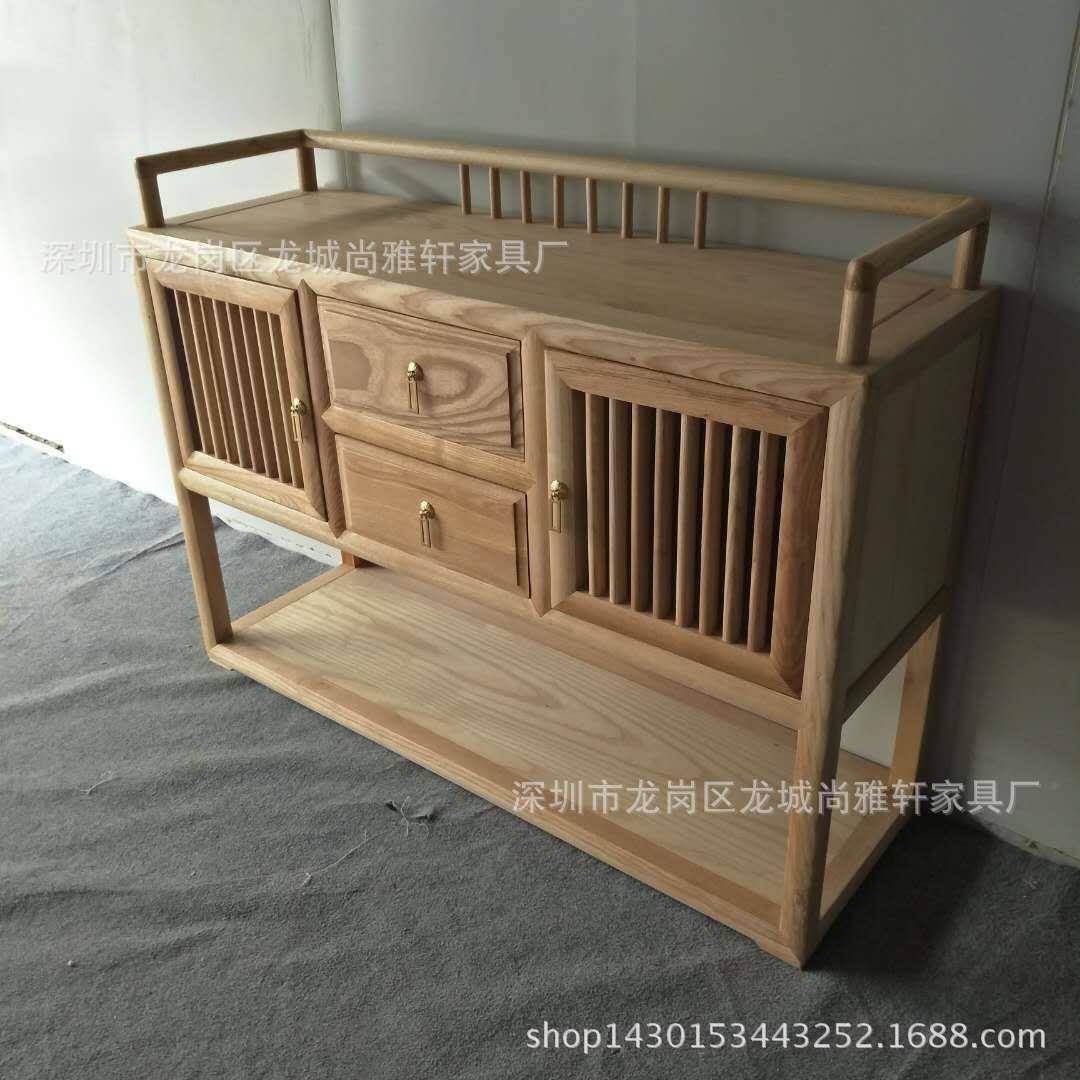 新柜中式白蜡木玄关餐客厅电柜视柜边柜实木双门茶民ORE宿装饰厂