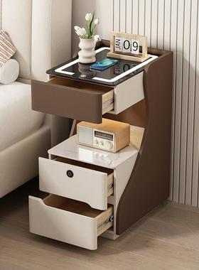 ?智能头柜带指纹锁超小窄家用新款简约现代PFT床卧室型实木缝夹床