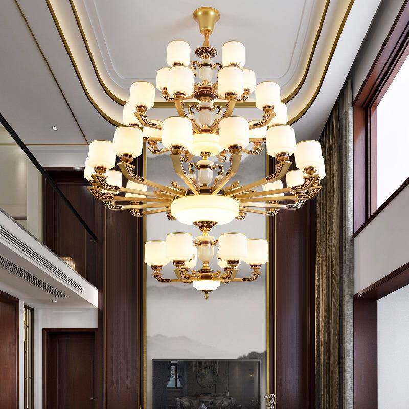 中式厅卧房室书新大吊灯大厅餐厅复式楼客819别墅灯简约现代欧式