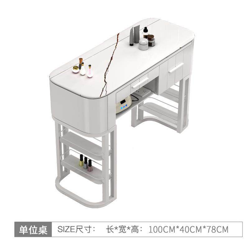 奶油风美他甲桌石套装组合大理单椅RSS人双人美甲台日式美甲店其