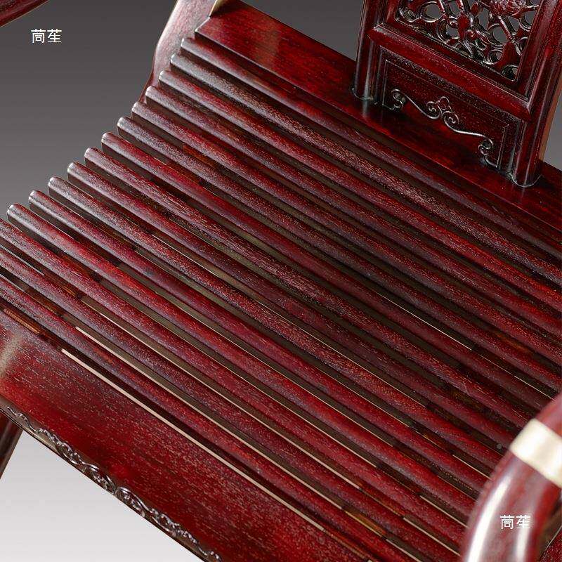 聚航中式家麒具全赞比血檀透雕麟头檀把交椅69703紫折叠亚椅太师