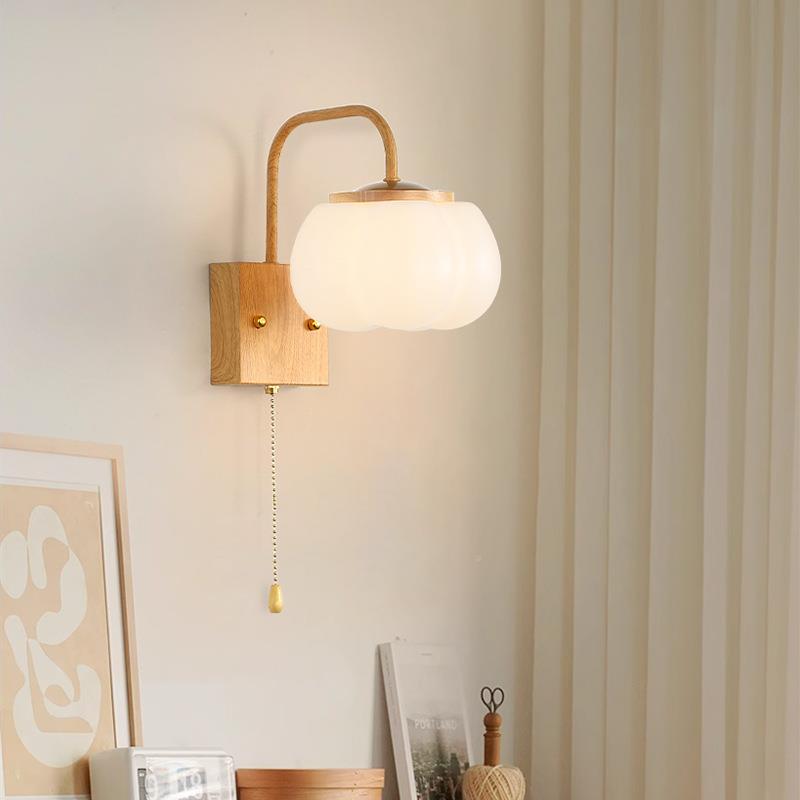 过道走廊阳台柿子灯原风风卧壁室床头小NWJ吊灯吸顶法式奶油木玄