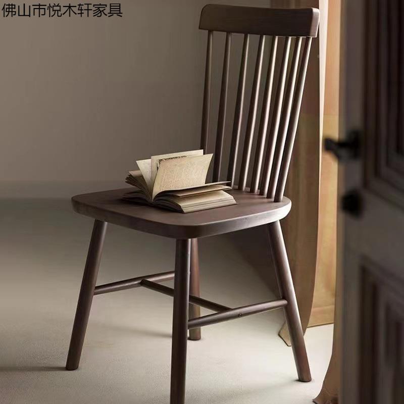 实木餐椅家商椅Giw55c8M子简餐桌椅复古餐商厅靠背约椅用中古用书