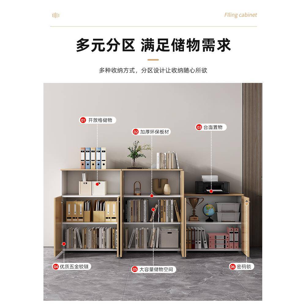 W*柜边柜侧柜茶水柜打印机柜组合储物文件柜矮柜办公柜密码锁隔断