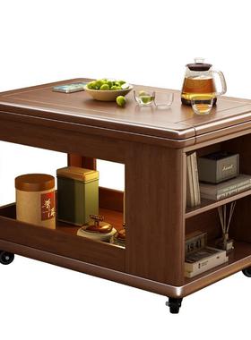 实木移可折叠茶几家用小推车客动厅沙小户型多发功能古风91819边
