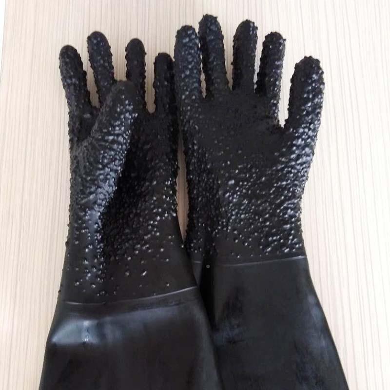 胶颗粒手动喷砂手套6c砂m无品牌/乳胶防护手套喷机工业耐5橡磨黑