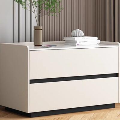 轻奢大尺寸实0木床FS758366头7柜m意式岩板卧室床边柜c宽简约免安