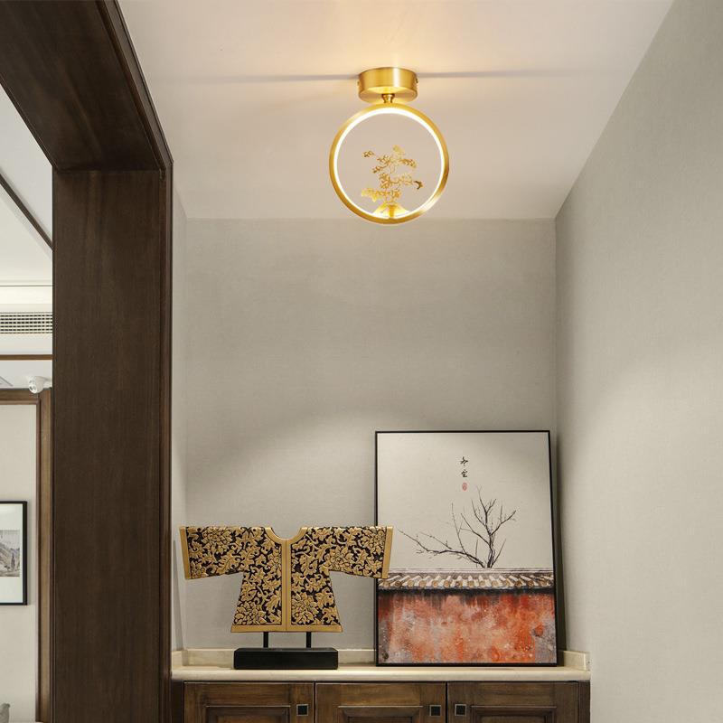 新式全过道中灯阳台玄关吸顶灯铜现代简约奢走YSL8018廊门厅轻中