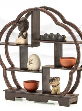 仿古实木中式茶具架鸡翅木博古架小茶壶展示摆桌上茶ZYO架子物置