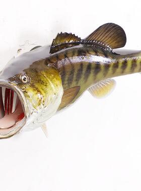 大嘴鲈鱼仿真鱼立面单玻璃钢艺雕塑室61675内装饰体海洋工品墙壁