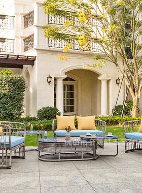 户外阳台T-TKSF20庭院藤编沙发组外合室防水庭防晒花闲园院家具阳