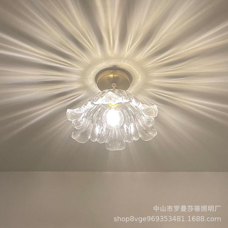网红过道吸顶灯爆款阳台走廊入户玄关衣帽间花型水晶玻璃灯具