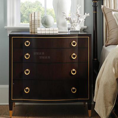 美式轻奢实木斗柜卧室大床头柜客厅储代物柜边柜后现82883六斗收