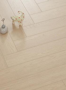 强木化合地板12mm艺术人字拼灰色纹黄橡木复原木色奶油CJR风环保