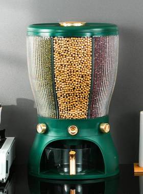 旋转4分隔米桶家用防潮防虫米收纳圆桶轻72031奢镀金桶形杂粮可桶