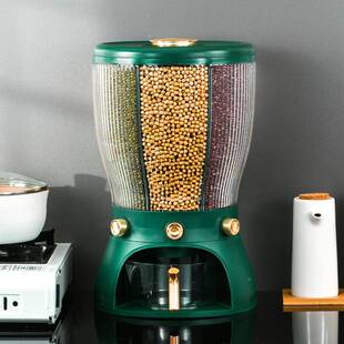 旋转4分隔米桶家用防潮防虫米收纳圆桶轻72031奢镀金桶形杂粮可桶