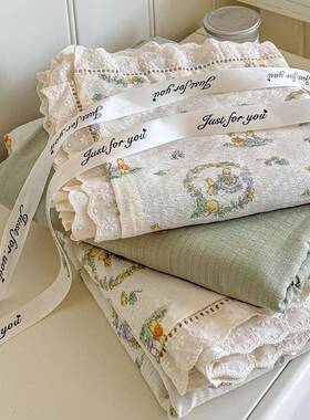 A类母婴双法层纱床上四件皱皱水单洗棉式花边床76839被套套宿舍三