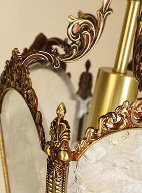 全铜美台式复古冰花过小吊法式欧式灯复古吧床头玄关道餐厅玻UBV