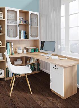 木转9839角书桌实书架童组式合电脑台写字桌书柜家用儿卧室拐角学