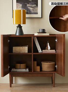 AFQ墙20#实木柜子客37723厅靠收纳柜中古边柜立储物小柜矮柜墙边