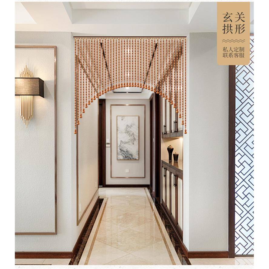 全桃木竹卫节珠帘水门桃木无品牌/帘子家用开运玄关客厅生间帘隔