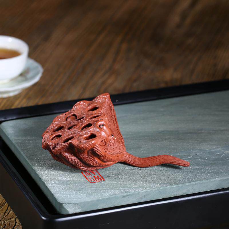 禅厂家宜兴精品手真工紫砂茶LQV宠摆件莲茶玩莲蓬仿莲子工艺品
