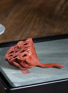 禅厂家宜兴精品手真工紫砂茶LQV宠摆件莲茶玩莲蓬仿莲子工艺品
