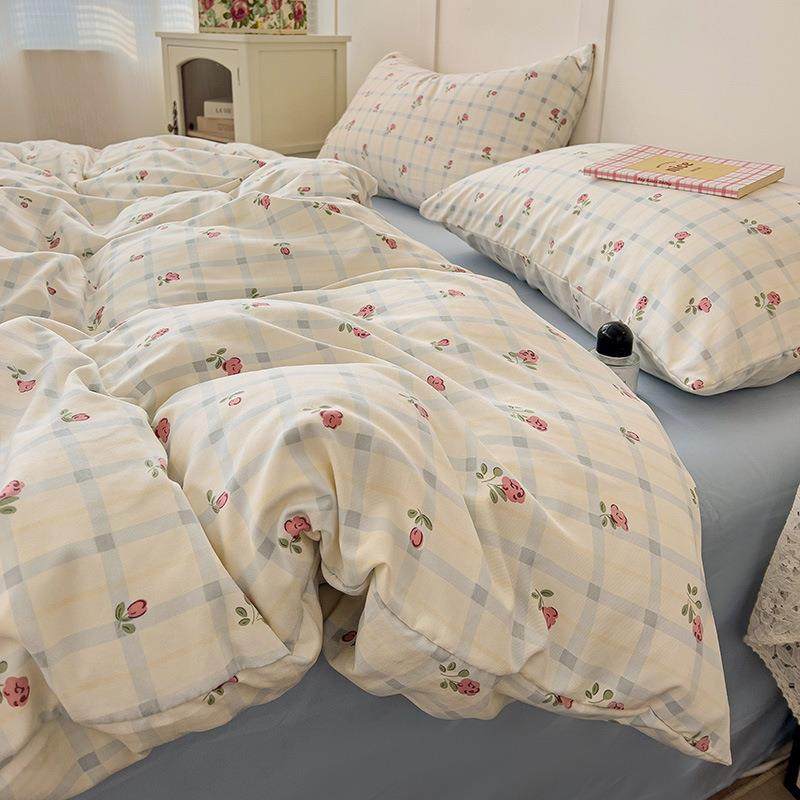 2025春季针织双层JML-A类纱四件纺套类小清新床单被套南通家床件