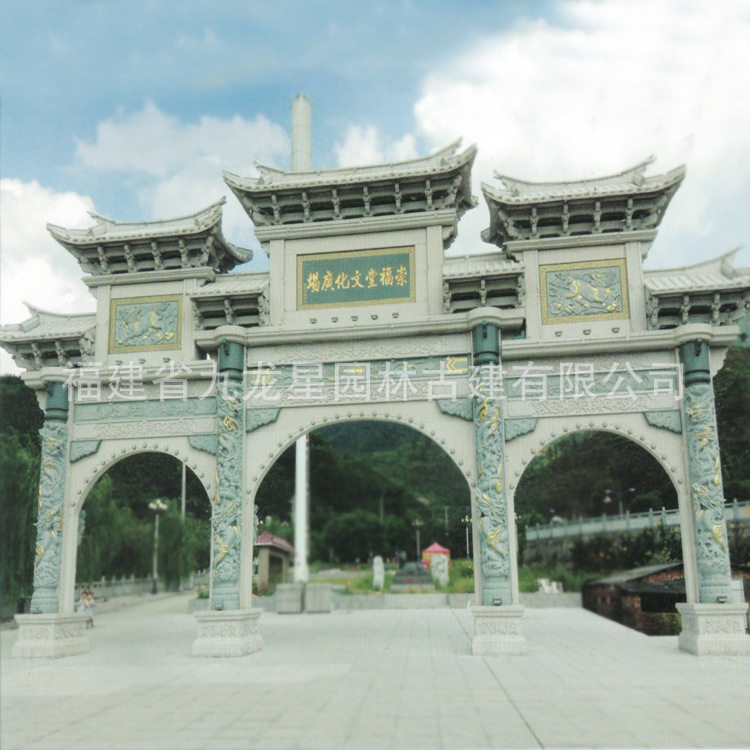 大型仿古花岗岩大理石牌坊雕塑