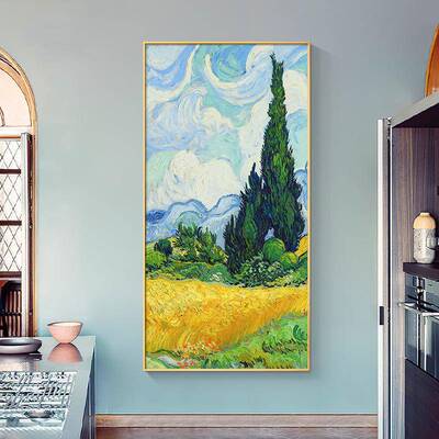 巨幅梵YAY-2406高麦田收丰关森林走界廊入户过道挂画世名画竖版玄