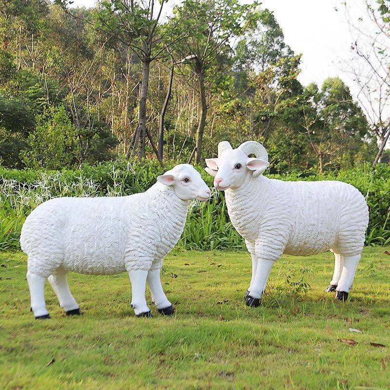 仿真户绵羊外草坪假动物羊QSP雕塑农置牧场布园景区装林饰羊造型