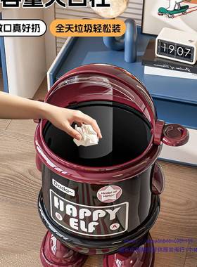 圾桶家用2025新33650款奢客垃厅大轻容量高颜值带盖卡通新流潮卧