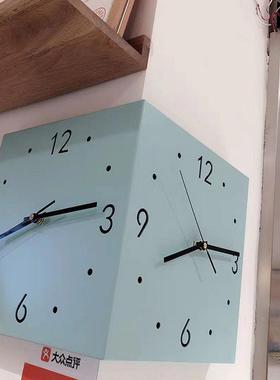 简创意10261转角双面5挂钟两面钟钟表挂钟客厅静音202网红约拐角