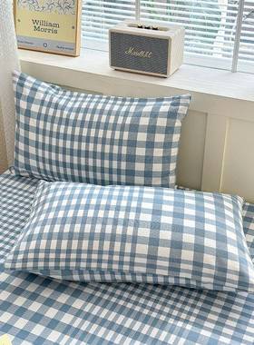 老布纯棉床单单睡件100全棉1粗米5单RUT独夏季a类格子裸不皱三件