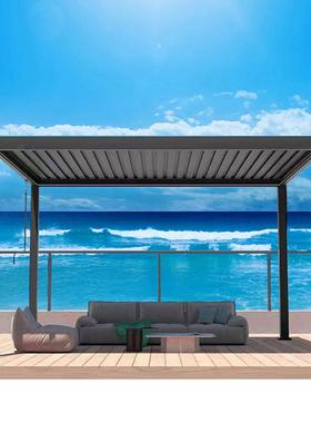 别凉亭户外院智亭能电动花园露台铝合金63319葡萄墅架新中式子遮