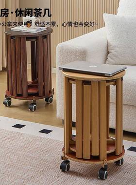 多功收纳16871叠叠凳仿实木折叠椅移子带轮可动备茶几小边几能用