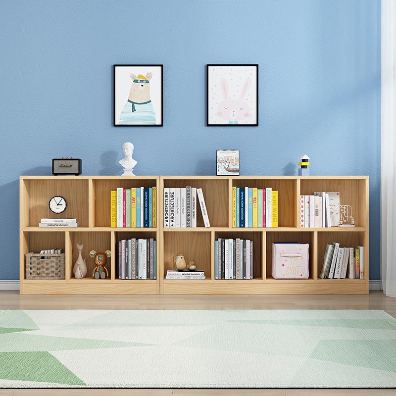 全实木自书儿柜书架儿童落地HLY矮柜幼园窗置物架由组飘合格子柜