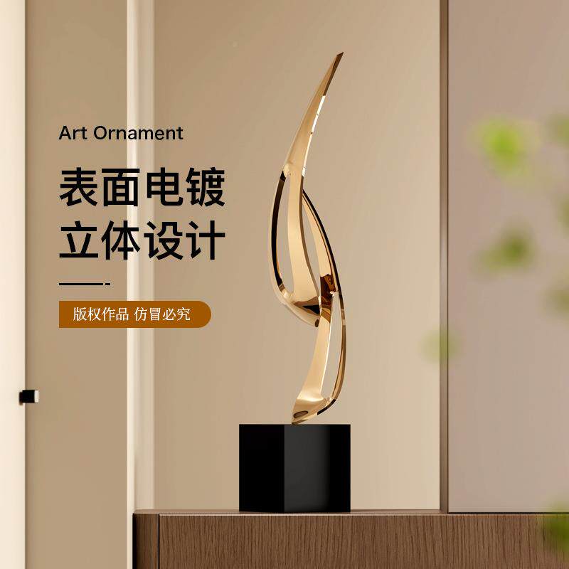 现代轻奢玄几何落地艺雕塑墅术酒店无品牌/前台走廊过道别创意装
