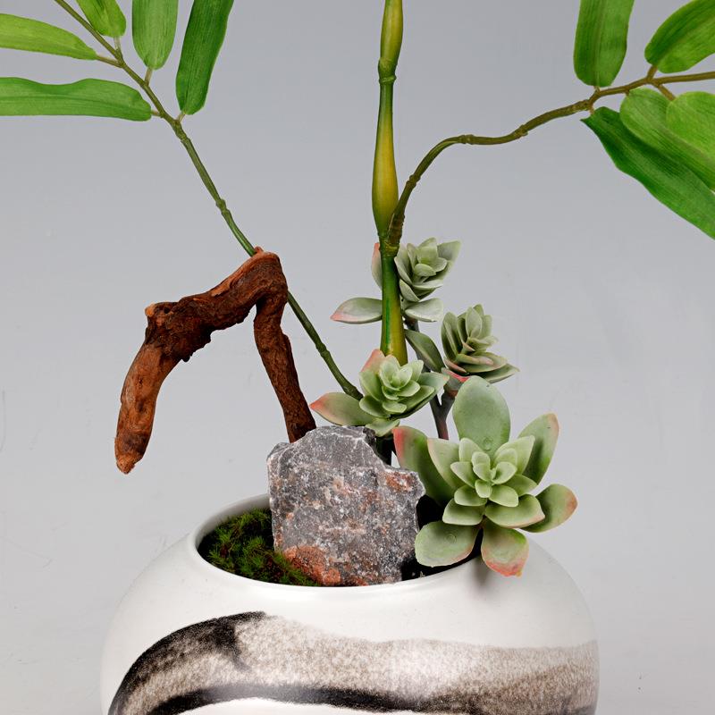 新中关式仿真花摆室内软装陶款瓷盆景新客厅WZE茶具玄家居件软装